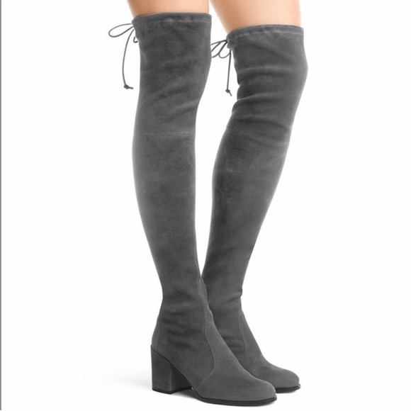 Stuart Weitzman Tieland Slate Gray Over-The-Knee Women's Boots